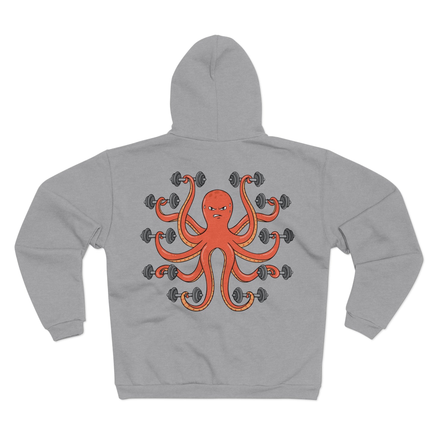 Muscle Octopus Unisex Hooded Zip Sweatshirt - Fun Workout Hoodie for Fitness Enthusiasts