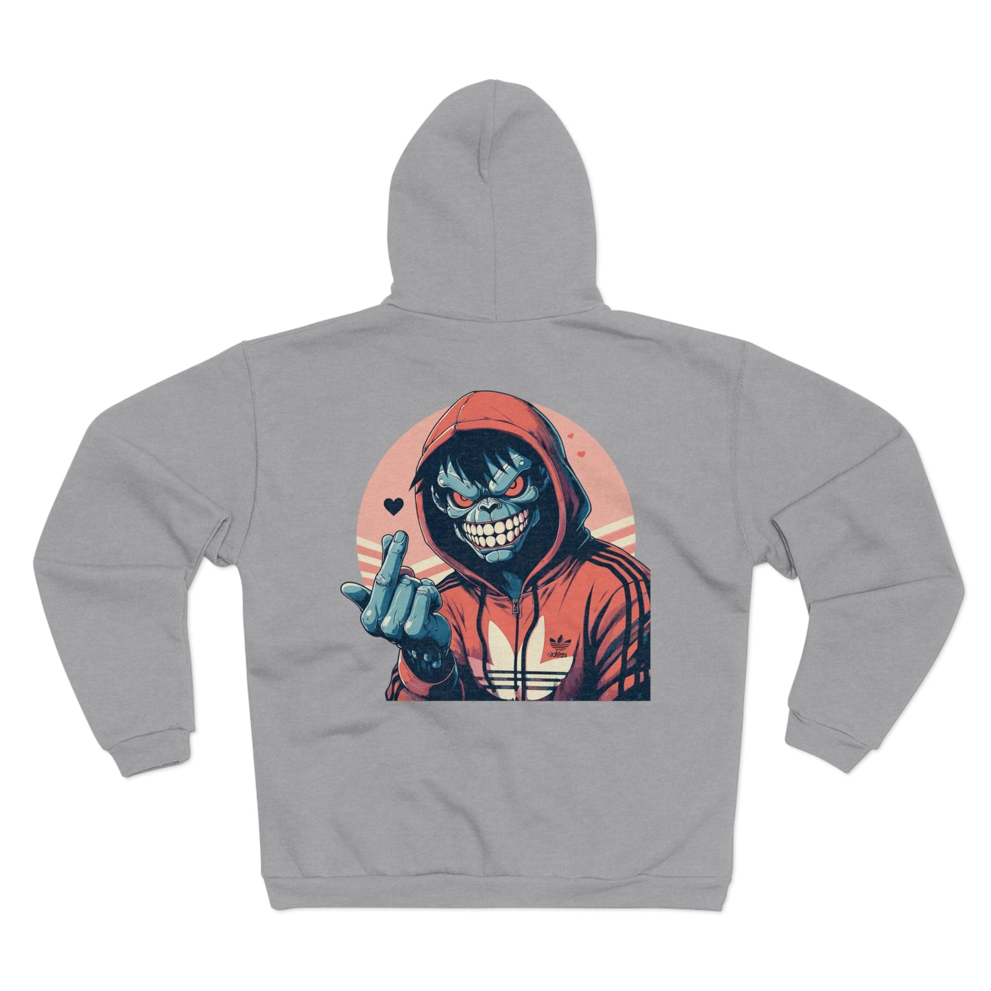 Edgy Graphic Hoodie for Casual Wear - Unisex Hooded Zip Sweatshirt