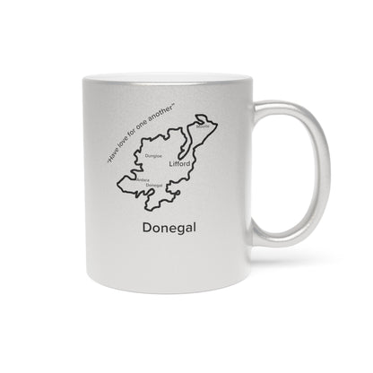 Donegal County Metallic Colour Mug - Silver/Gold - Perfect Gift for Coffee Lovers
