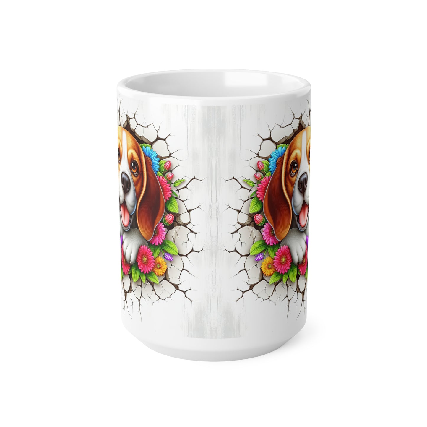 Colorful Beagle Ceramic Coffee Cup - Floral Design for Dog Lovers