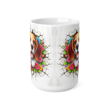 Colorful Beagle Ceramic Coffee Cup - Floral Design for Dog Lovers