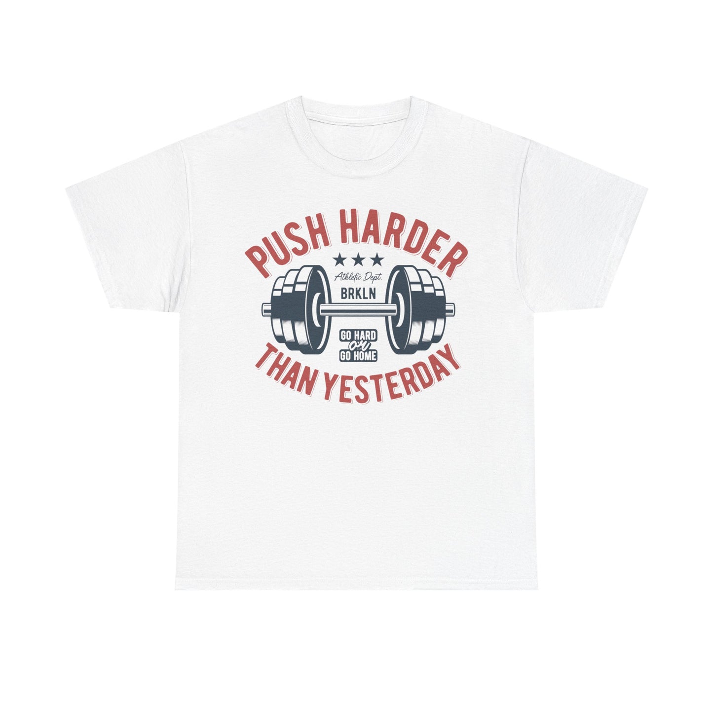 Motivational Fitness Tee - "Push Harder Than Yesterday" Unisex Heavy Cotton T-Shirt