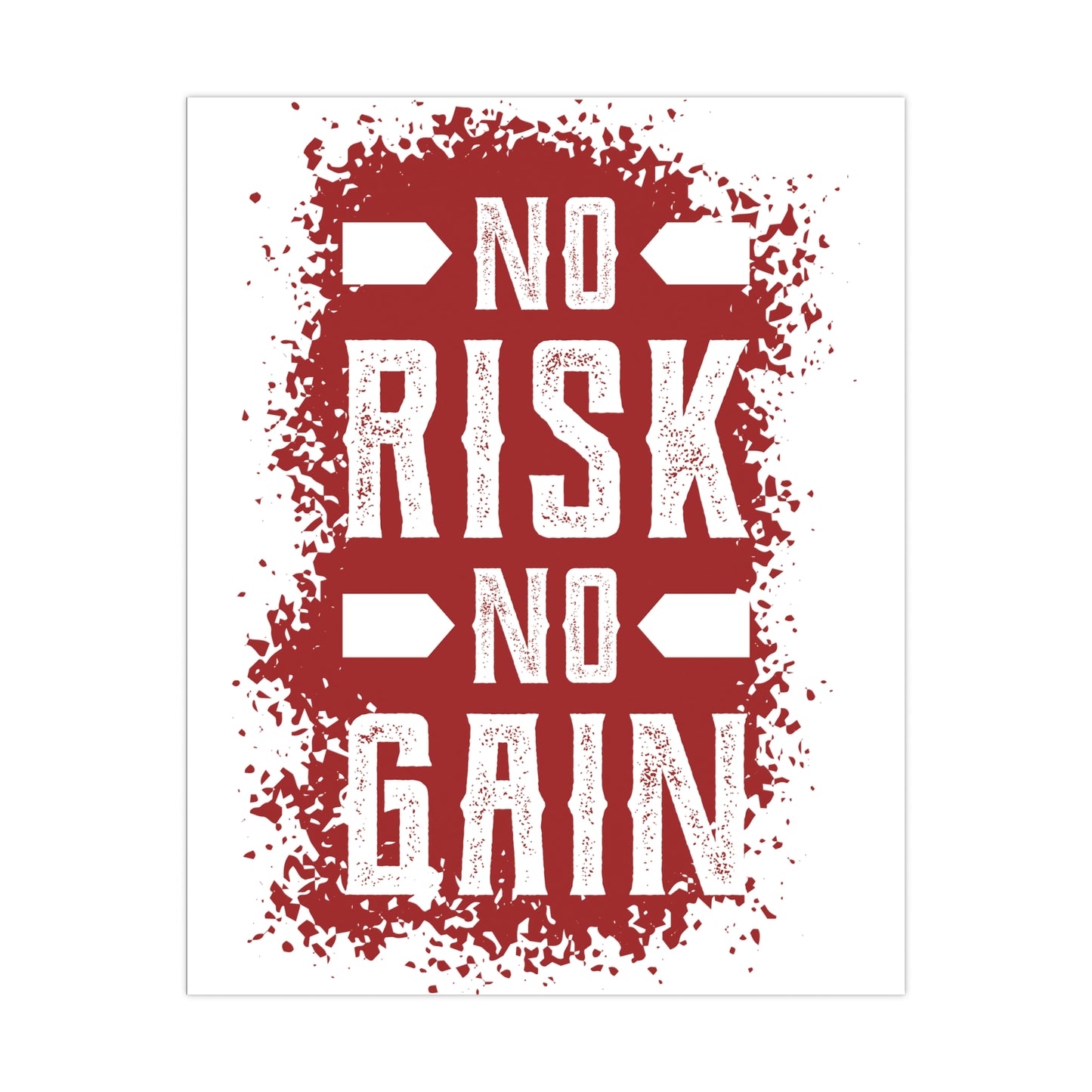 Motivational Matte Poster - "No Risk No Gain" Wall Art for Home Gym & Office Decoration