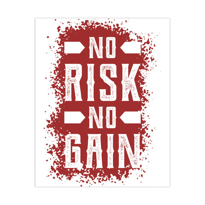 Motivational Matte Poster - "No Risk No Gain" Wall Art for Home Gym & Office Decoration