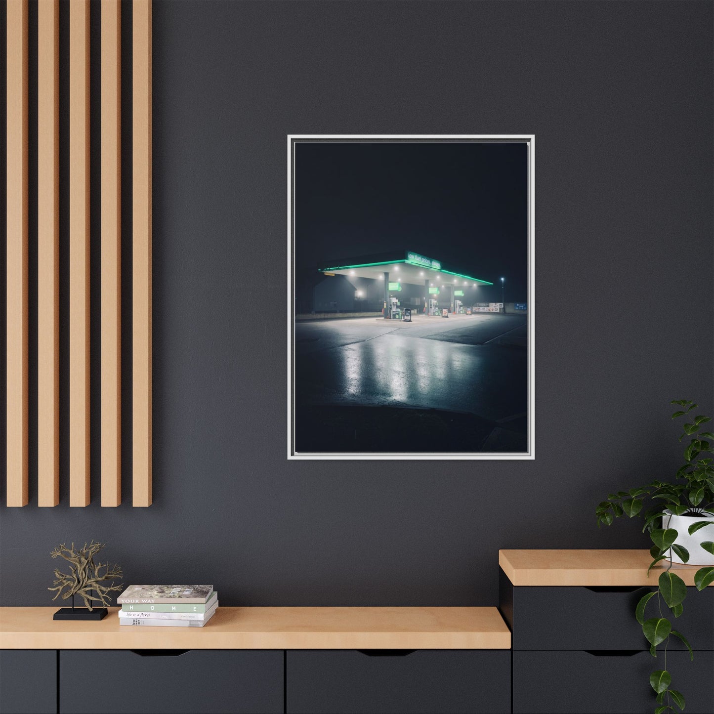 Gas Station Matte Canvas, Framed (Multi-color)