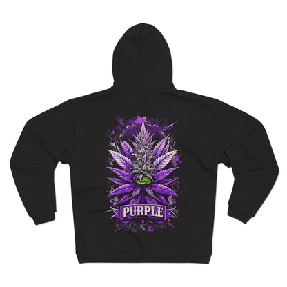 Purple Cannabis Bud Zip Hoodie — Bold Psychedelic Marijuana Graphic Zip