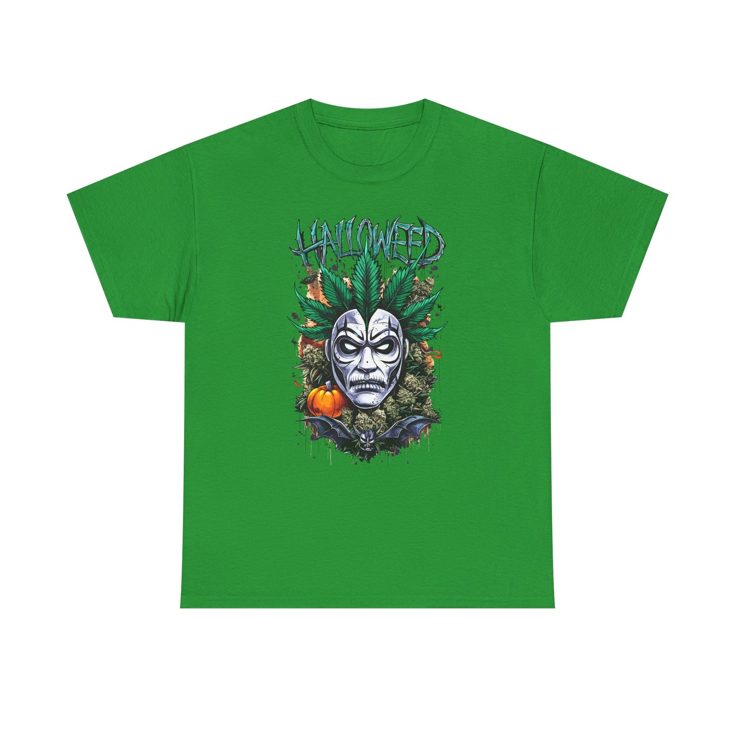 Hallowed Harvest Tee — Halloween Mask & Pumpkin Graphic T-Shirt