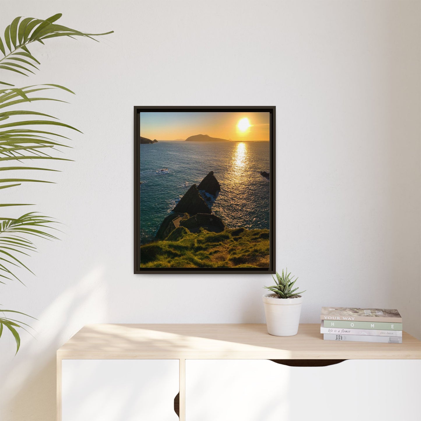 Dunquin Pier Sunset 2 Matte Canvas, Framed (Multi-color)
