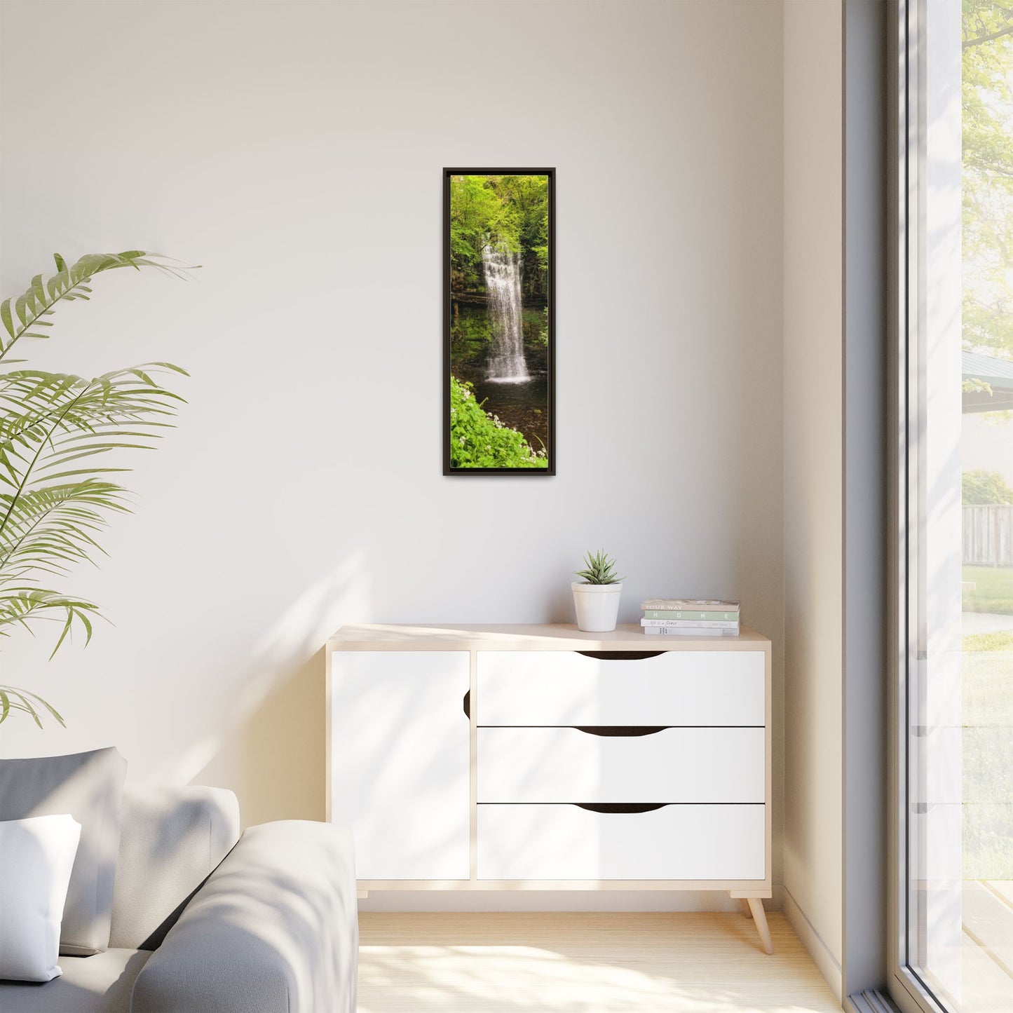 Glacer Waterfall Matte Canvas, Framed (Multi-color)