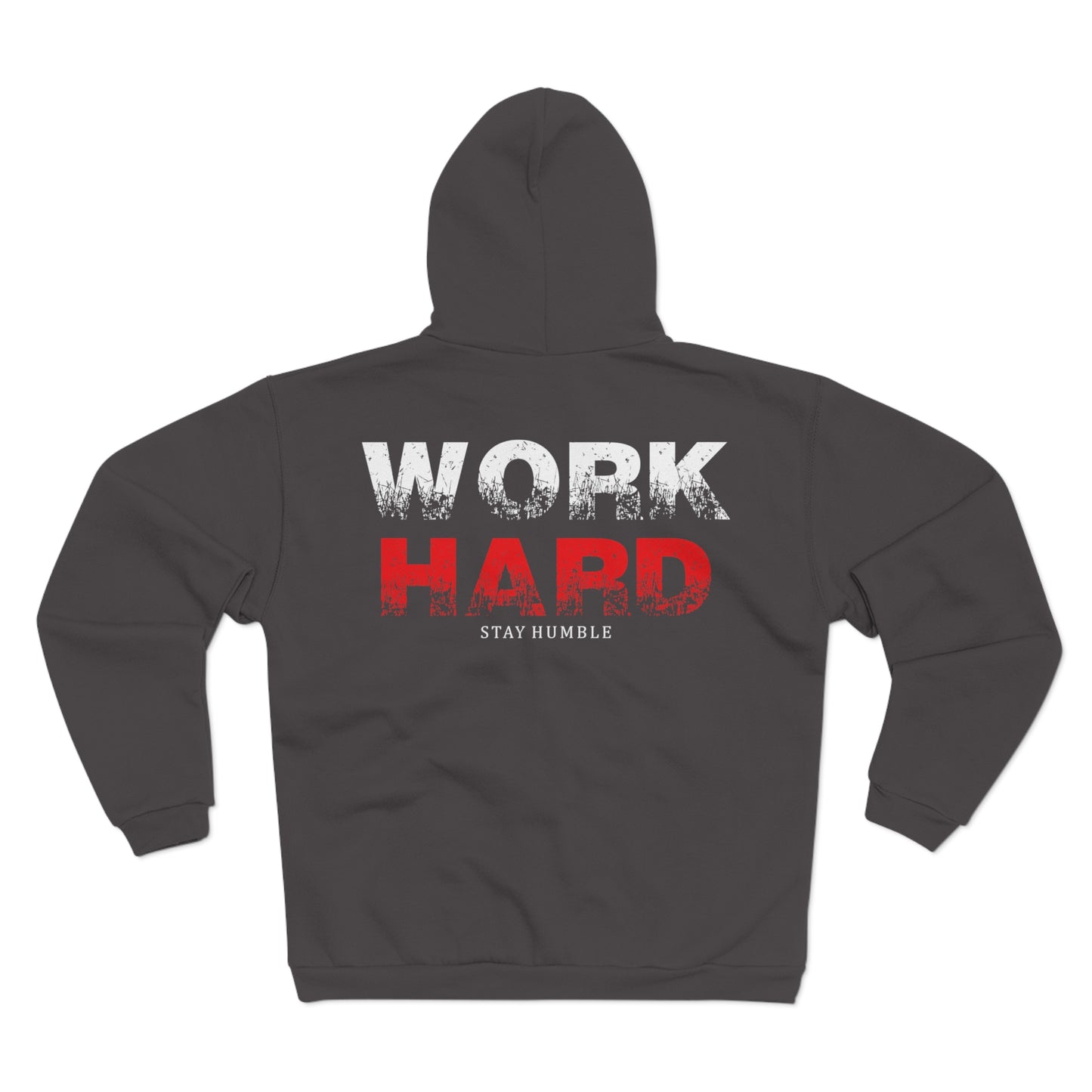 Motivational Unisex Hooded Zip Sweatshirt – 'Work Hard Stay Humble'