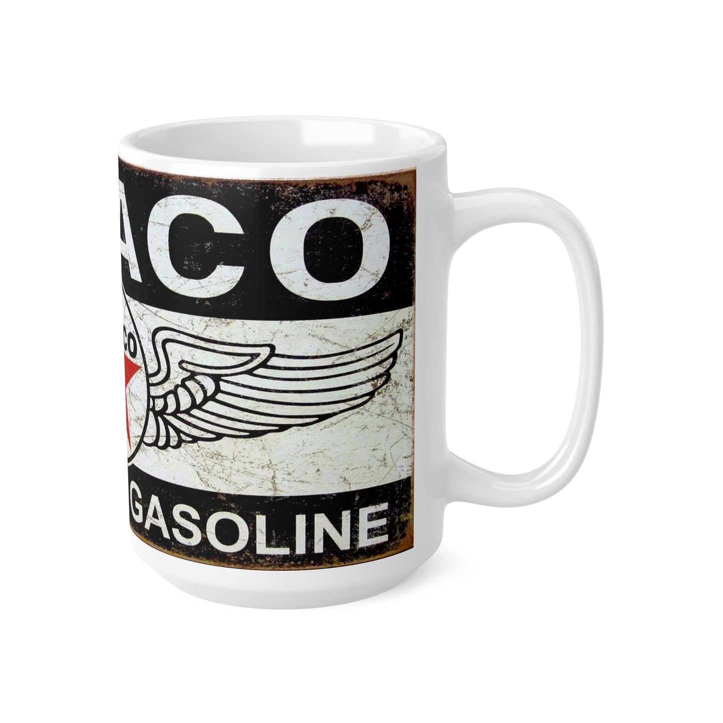 Vintage Texaco Ceramic Coffee Cups - Classic Oil Gas Design, 11oz & 15oz