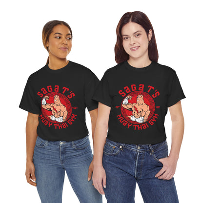 Sagat's Muay Thai Gym Unisex Heavy Cotton Tee - Athletic Style for Fitness Enthusiasts Black