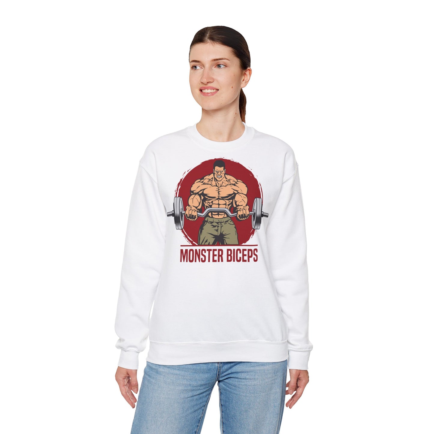 Monster Biceps Unisex Heavy Blend Crewneck Sweatshirt - Perfect for Fitness Enthusiasts