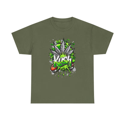 Kush Graffiti T-Shirt — Green Cannabis Leaf Street Art Tee