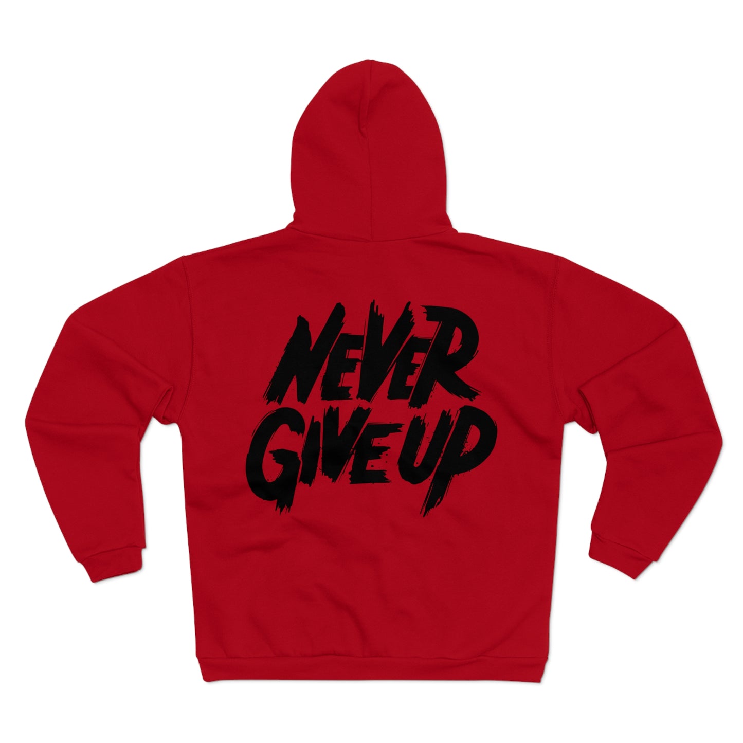 Motivational Unisex Hooded Zip Sweatshirt - 'Never Give Up'