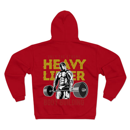 Unisex Heavy Lifter Zip Hoodie - Bold Bodybuilding Design