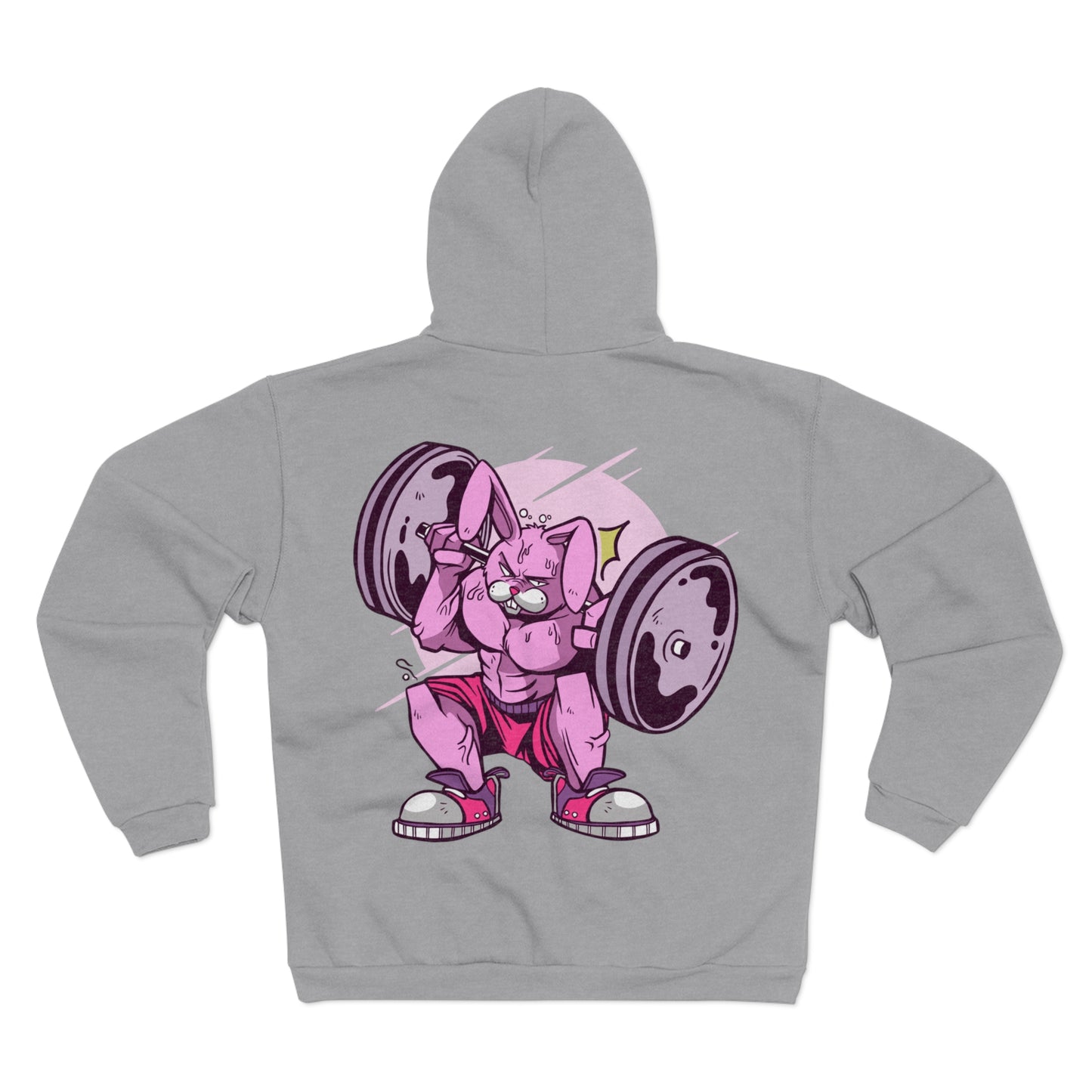 Funny Lifting Bunny Unisex Hooded Zip Sweatshirt