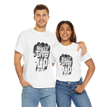 Inspirational Unisex Heavy Cotton Tee - "Never Give Up" Motivational Shirt