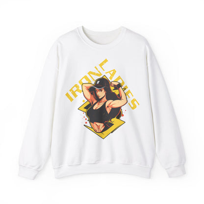 Unisex Heavy Blend™ Crewneck Sweatshirt - Iron Ladies Inspirational Design for Fitness Enthusiasts