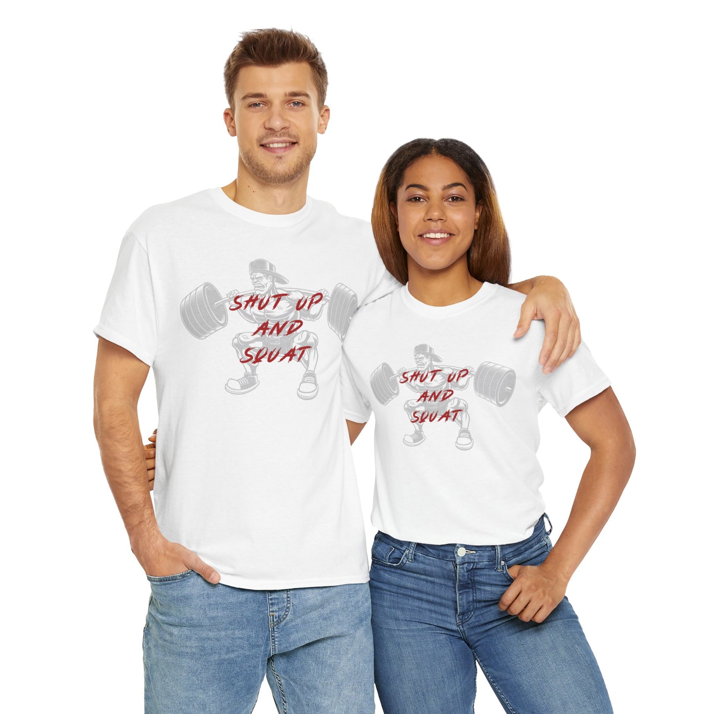 Shut Up and Squat Fitness Tee for Gym Enthusiasts