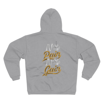 No Pain No Gain Unisex Hooded Zip Sweatshirt - Motivational Gym Wear