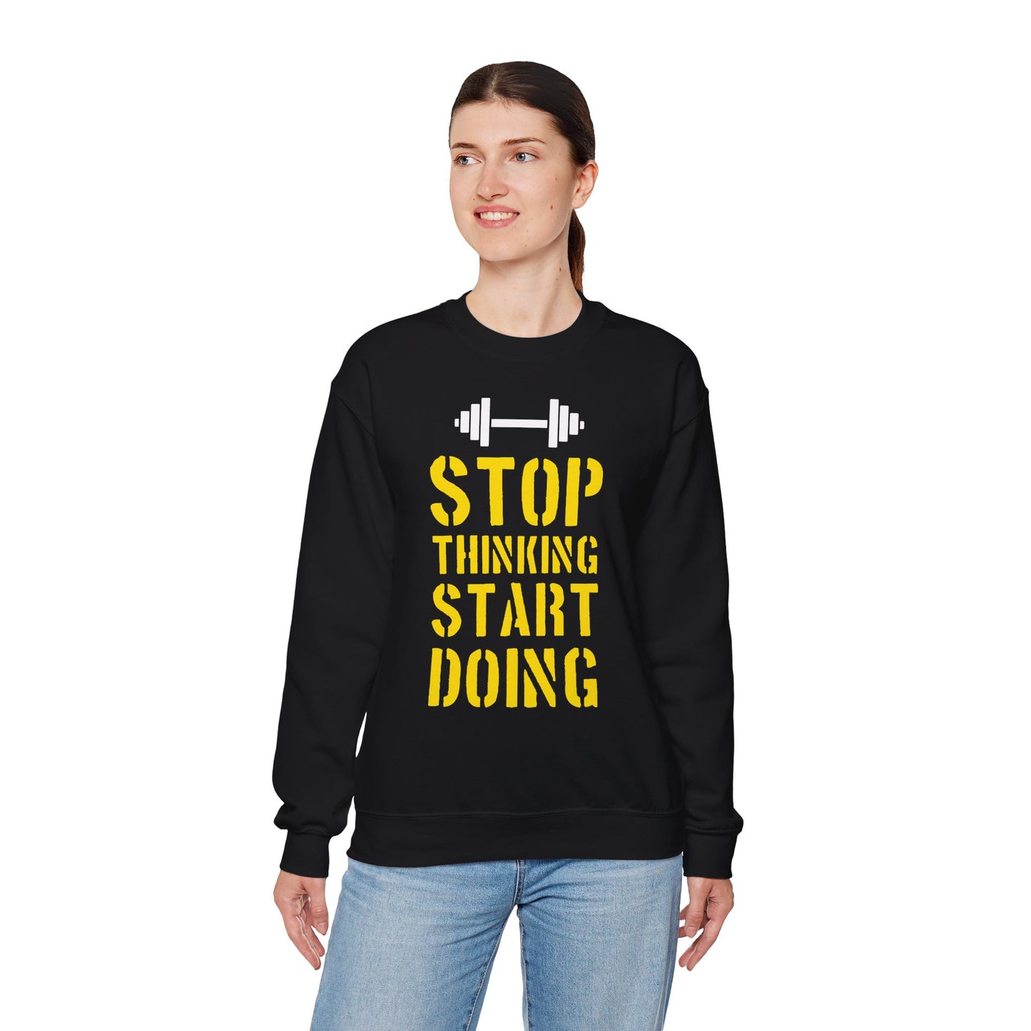 Motivational Unisex Heavy Blend™ Crewneck Sweatshirt - 'Stop Thinking Start Doing'