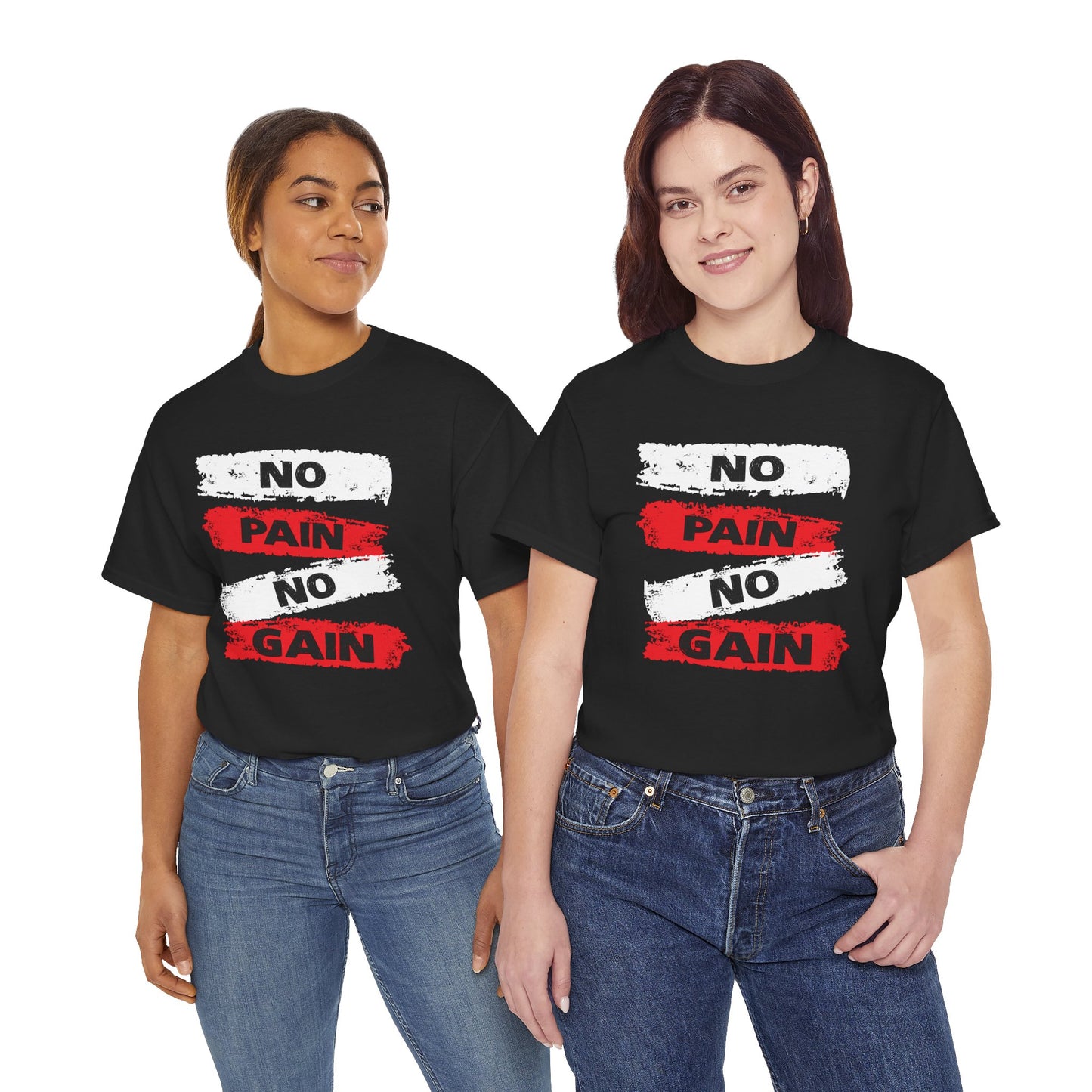 Motivational Workout Tee - 'No Pain No Gain' Unisex Heavy Cotton Shirt