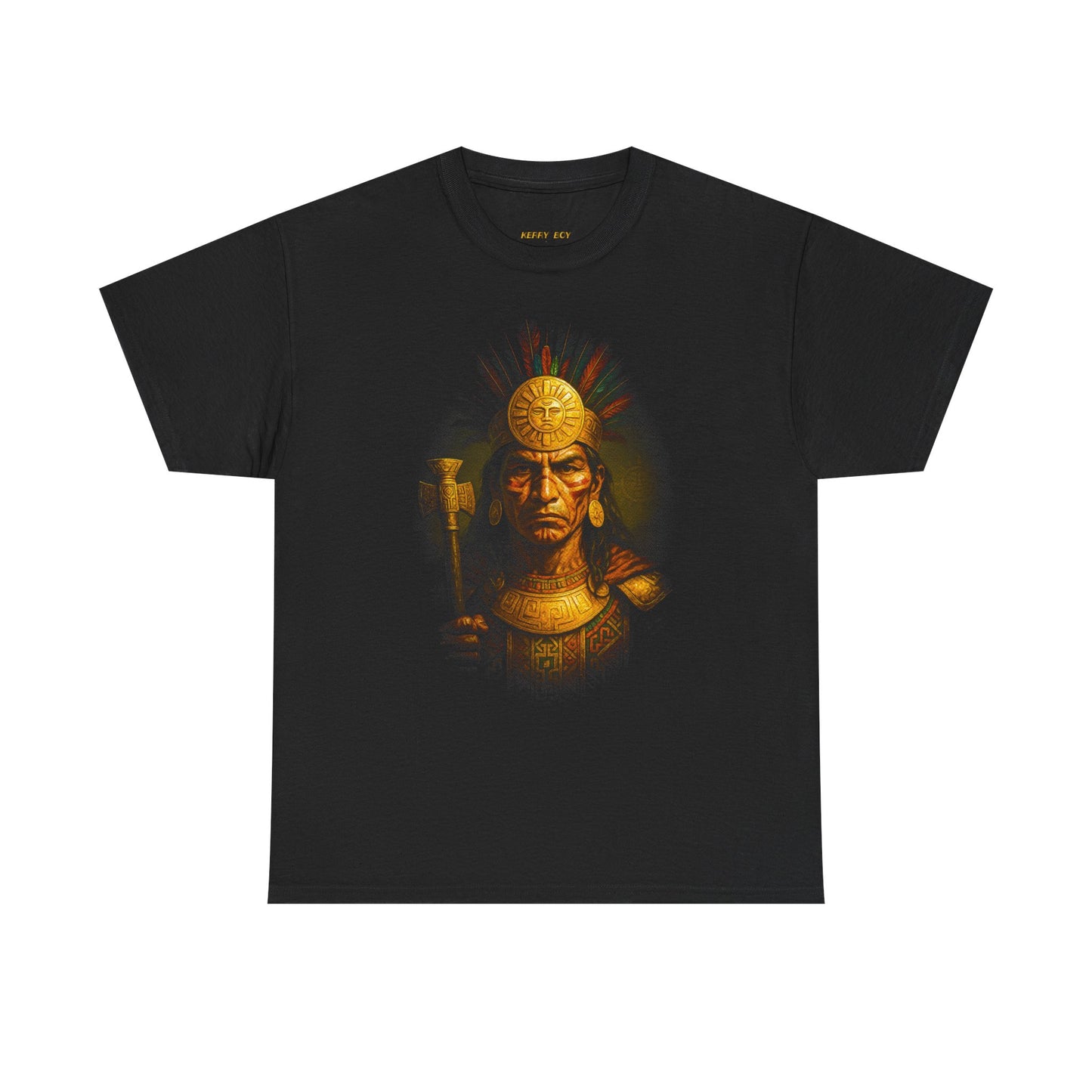 Mayan Warrior Graphic Tee — Vintage Aztec Chief Illustration T-Shirt