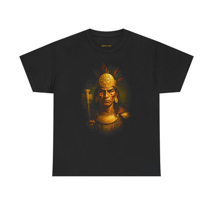 Mayan Warrior Graphic Tee — Vintage Aztec Chief Illustration T-Shirt