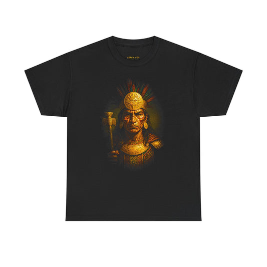 Mayan Warrior Graphic Tee — Vintage Aztec Chief Illustration T-Shirt