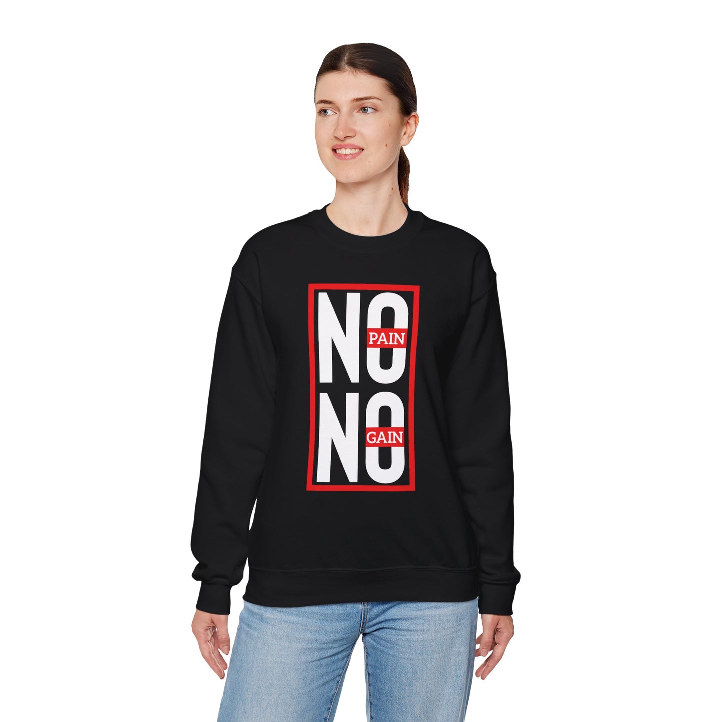 No Pain No Gain Sweatshirt - Unisex Heavy Blend Crewneck for Fitness Enthusiasts
