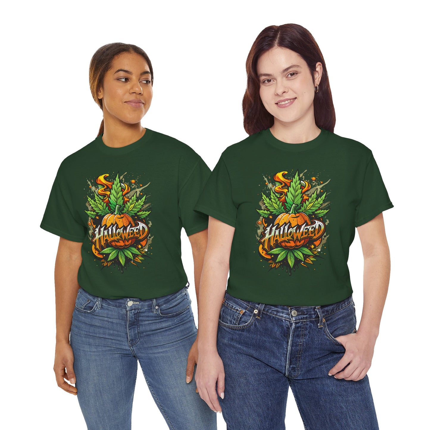 Hallowed Harvest Tee — Halloween Mask & Pumpkin Graphic T-Shirt