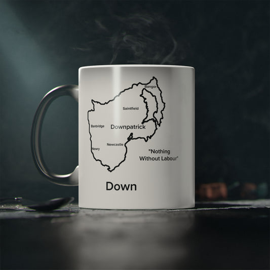 Down Magic Mug: Color - Changing Coffee Cup with Artistic Map Design
