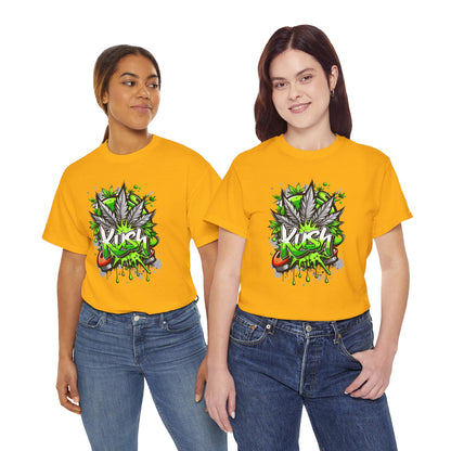 Kush Graffiti T-Shirt — Green Cannabis Leaf Street Art Tee