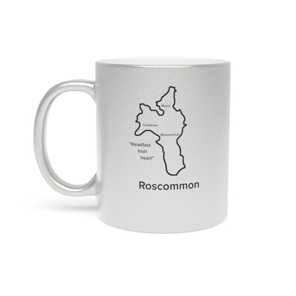 Roscommon County Metallic Colour Mug - Silver/Gold - Perfect Gift for Coffee Lovers