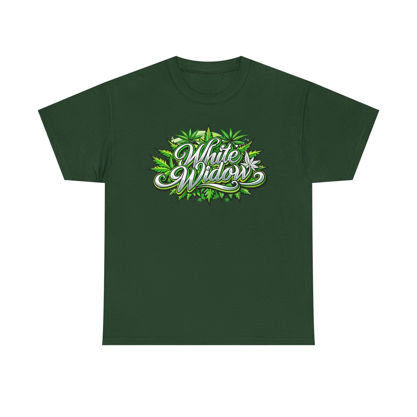 White Widow Graphic Tee — Cannabis Leaf Logo T-Shirt
