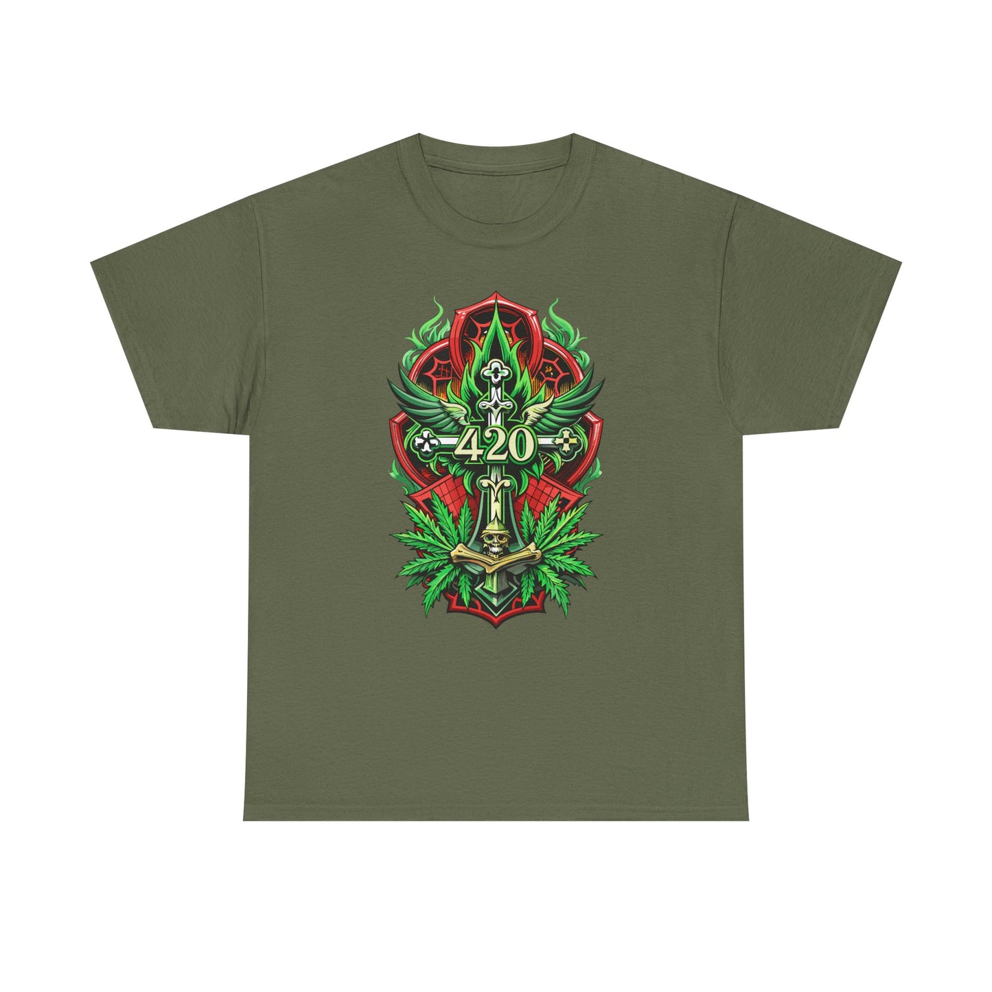 420 Cannabis Shield T-Shirt – Marijuana Leaf Stoner Graphic Tee