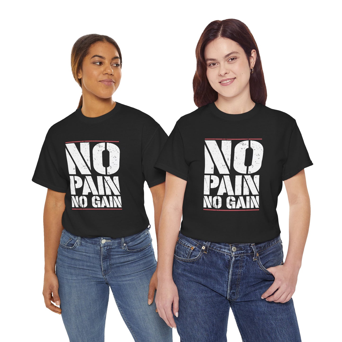 Motivational Unisex Heavy Cotton Tee - "No Pain No Gain"