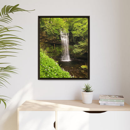 Glacer Waterfall Matte Canvas, Framed (Multi-color)