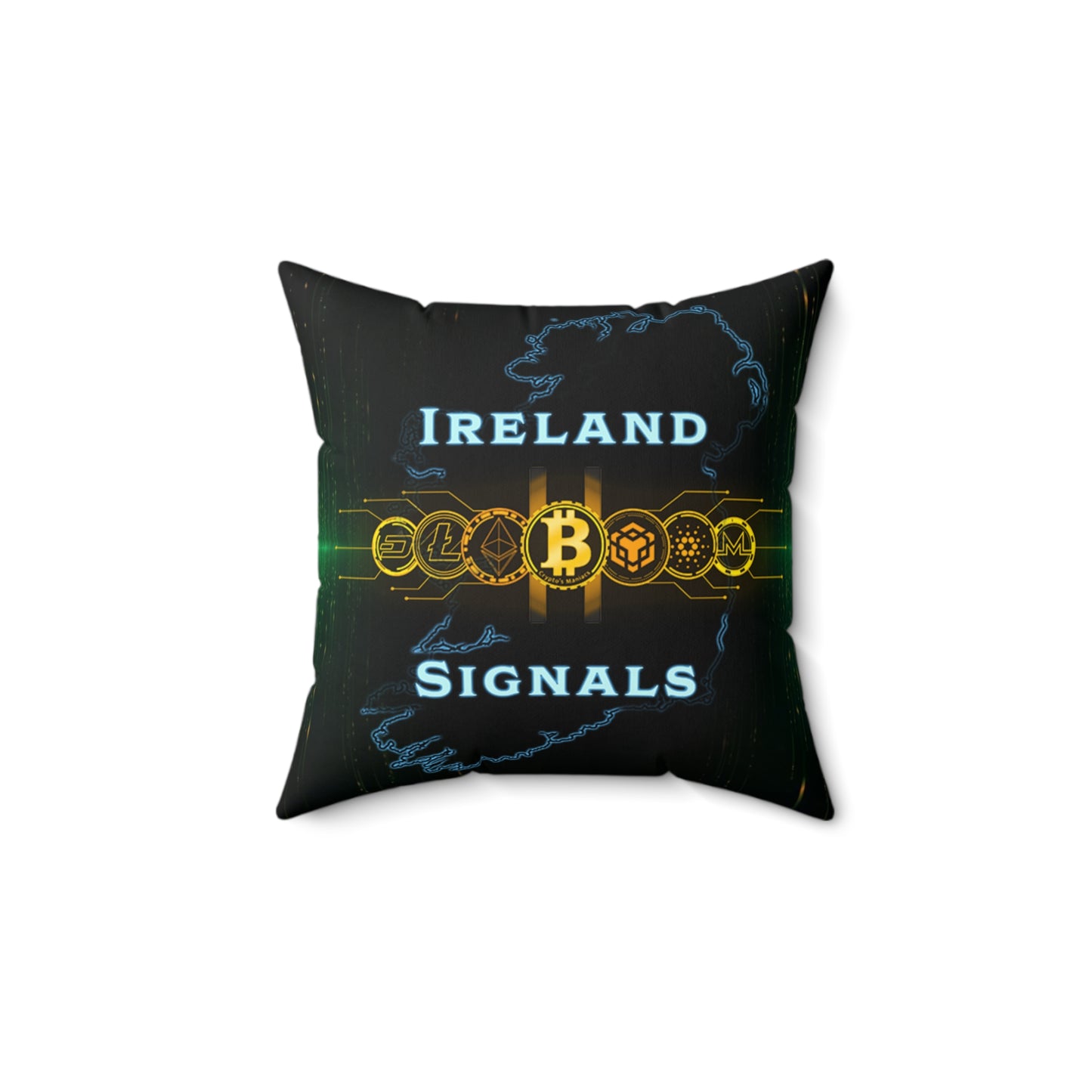 Ireland Signals Bitcoin Pillow — Crypto Map Decorative Throw Pillow
