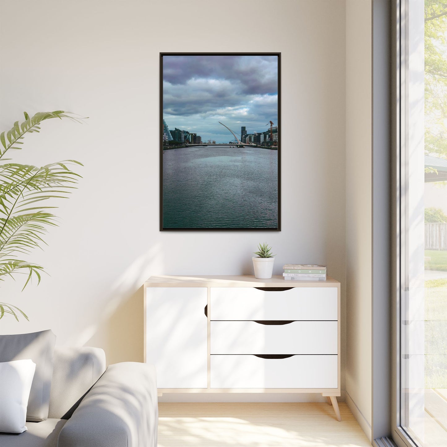 Samuel Beckett Bridge Matte Canvas, Framed (Multi-color)