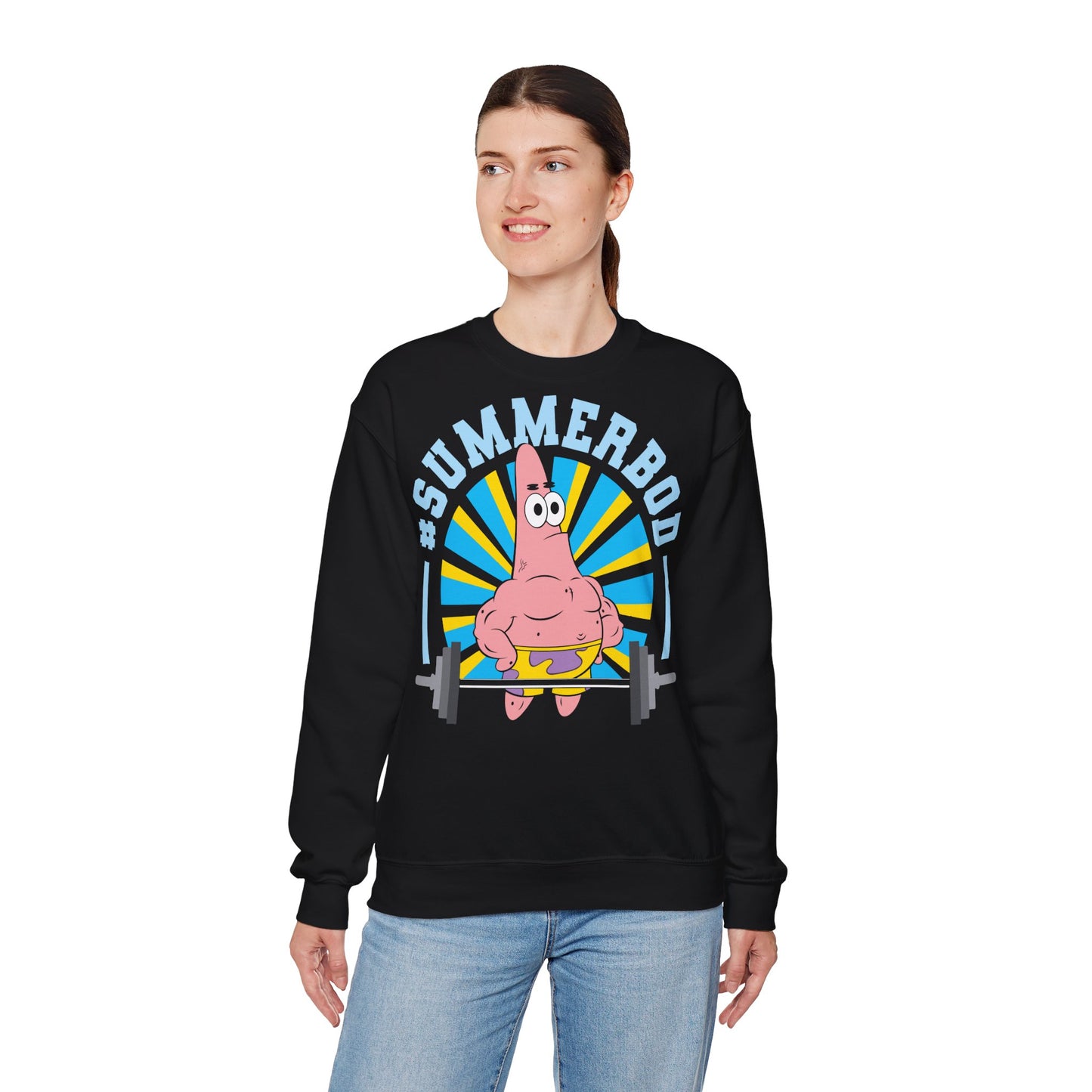 Funny Unisex Heavy Blend™ Crewneck Sweatshirt - #SUMMERBOD Gym Motivational Design Black