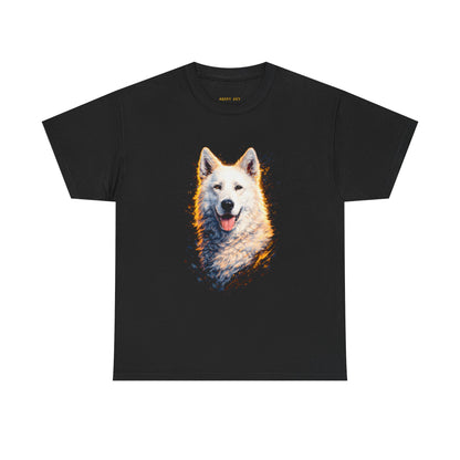 White Shepherd Portrait Tee – Vibrant Dog Graphic T-Shirt
