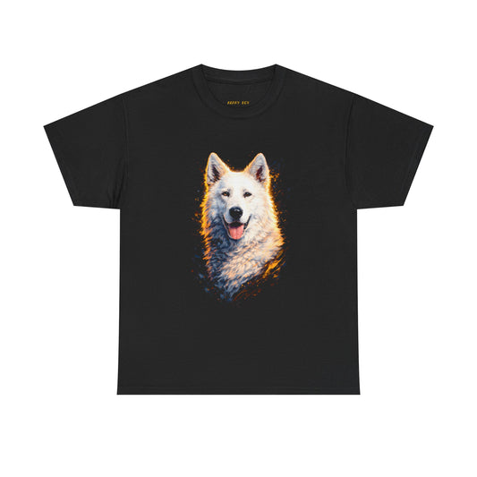 White Shepherd Portrait Tee – Vibrant Dog Graphic T-Shirt
