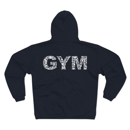 Unisex Zip Sweatshirt - 'GYM' Workout Hoodie for Fitness Lovers