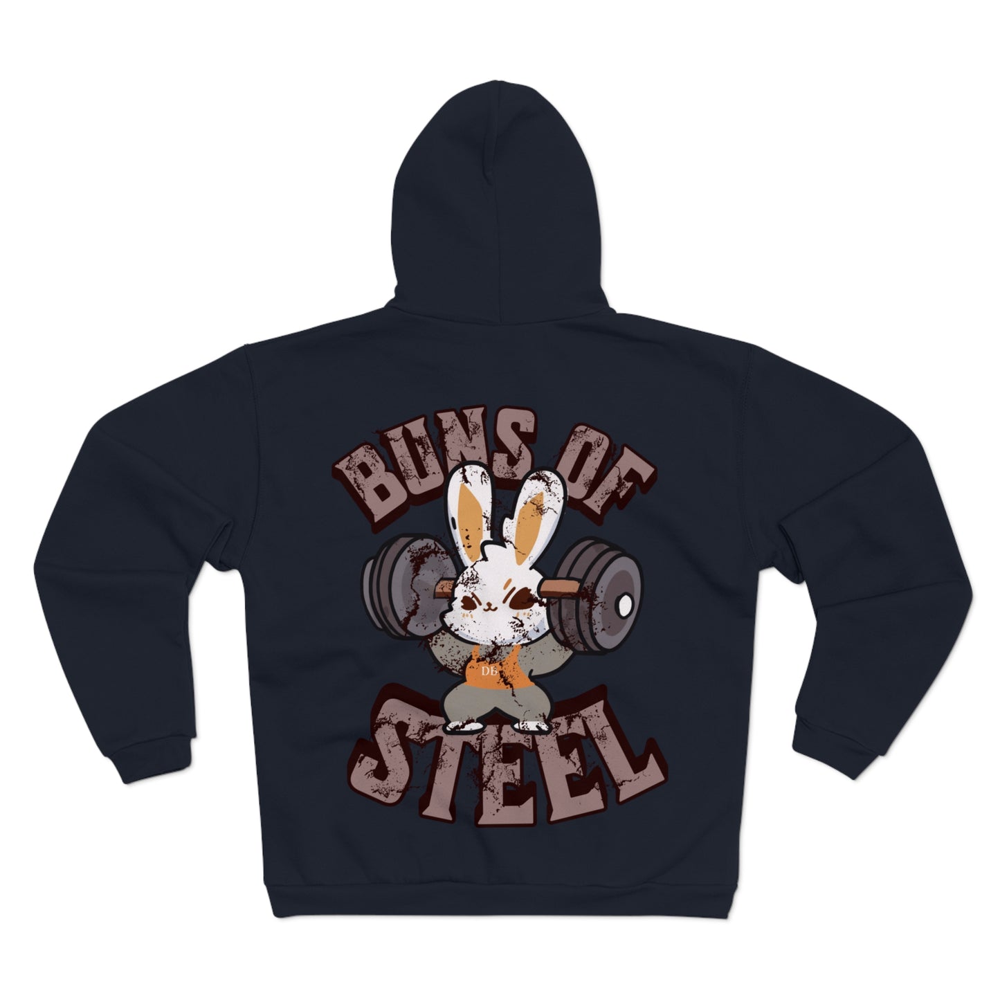 Buns of Steel Unisex Hooded Zip Sweatshirt - Fun Fitness Humor Hoodie for Gym Lovers