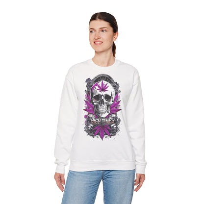 Skull & Purple Cannabis Leaf- "High Times" Graphic Sweatshirt