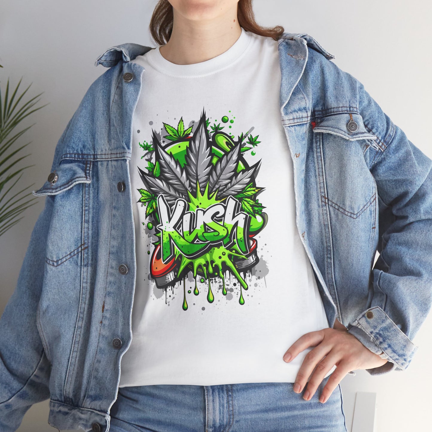 Kush Graffiti T-Shirt — Green Cannabis Leaf Street Art Tee