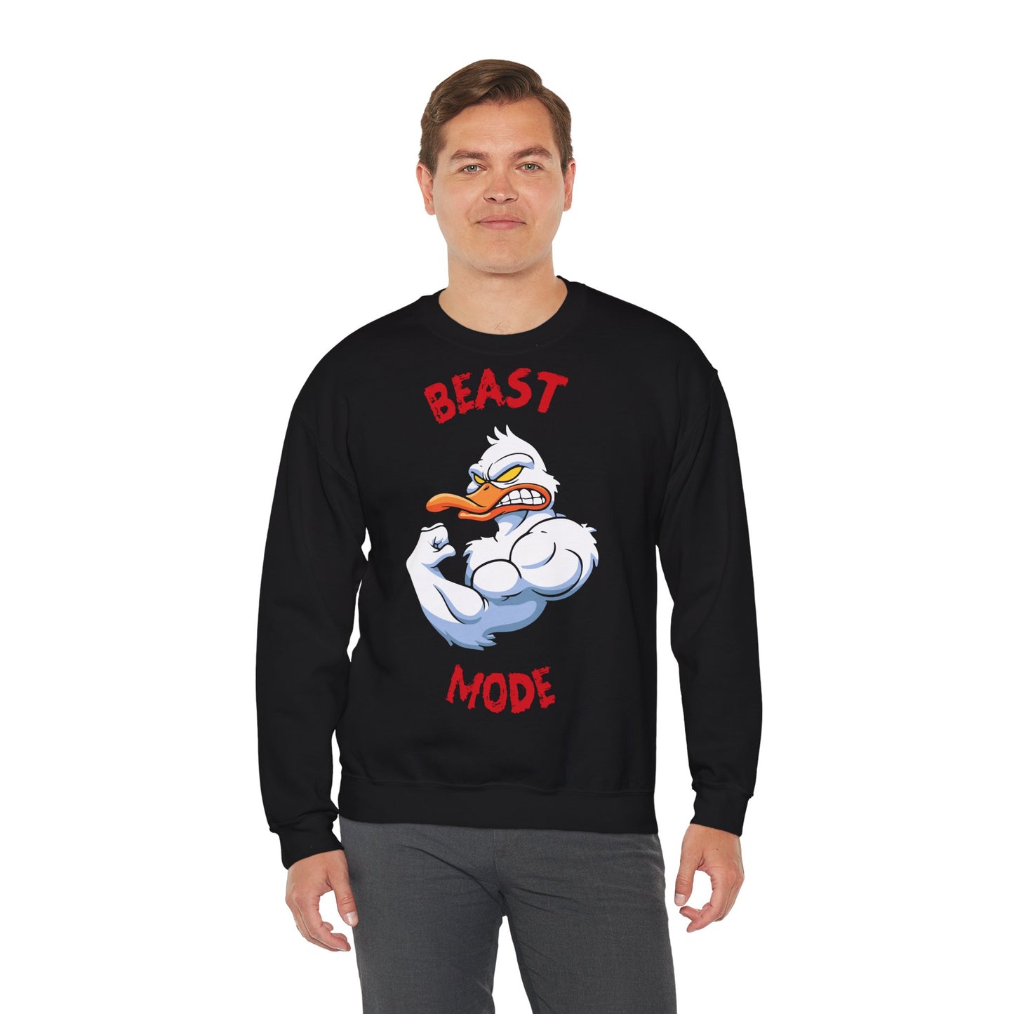 Beast Mode Unisex Heavy Blend™ Crewneck Sweatshirt - Motivational Graphic Sweatshirt for Gym Lovers Black