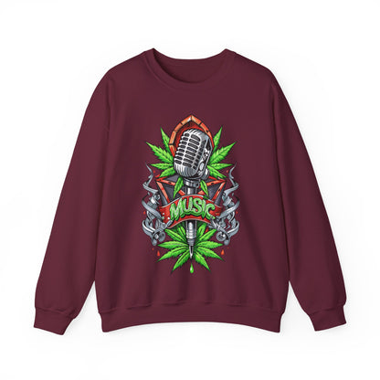 Music Microphone — Retro Mic & Leaf Graphic Sweatshirt